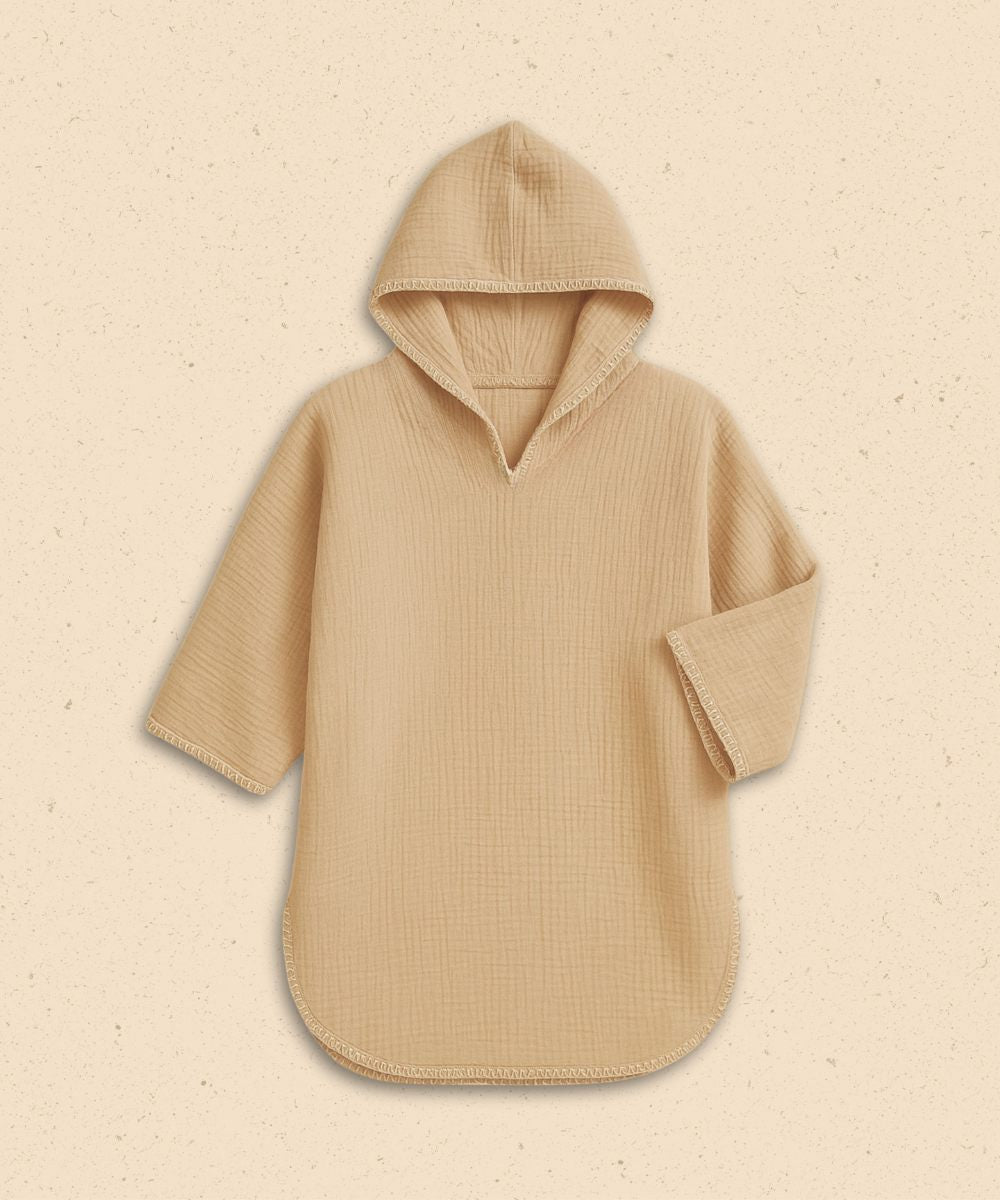 Poncho Gaze de coton Beige thumbnail 2