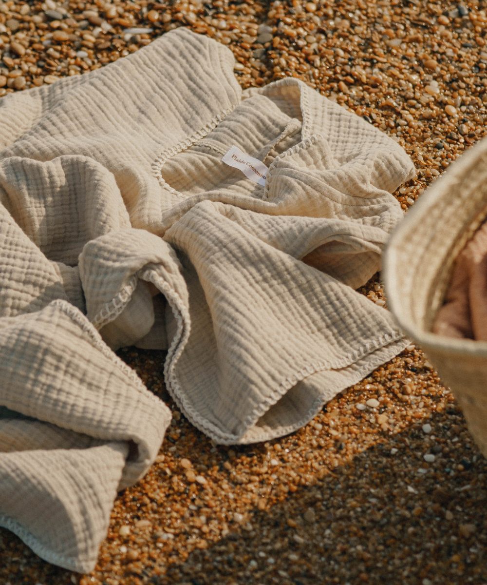 Poncho Gaze de coton Beige thumbnail 4