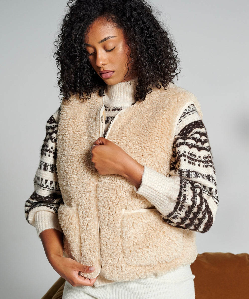 Gilet sans manches Teddy - Beige thumbnail 2