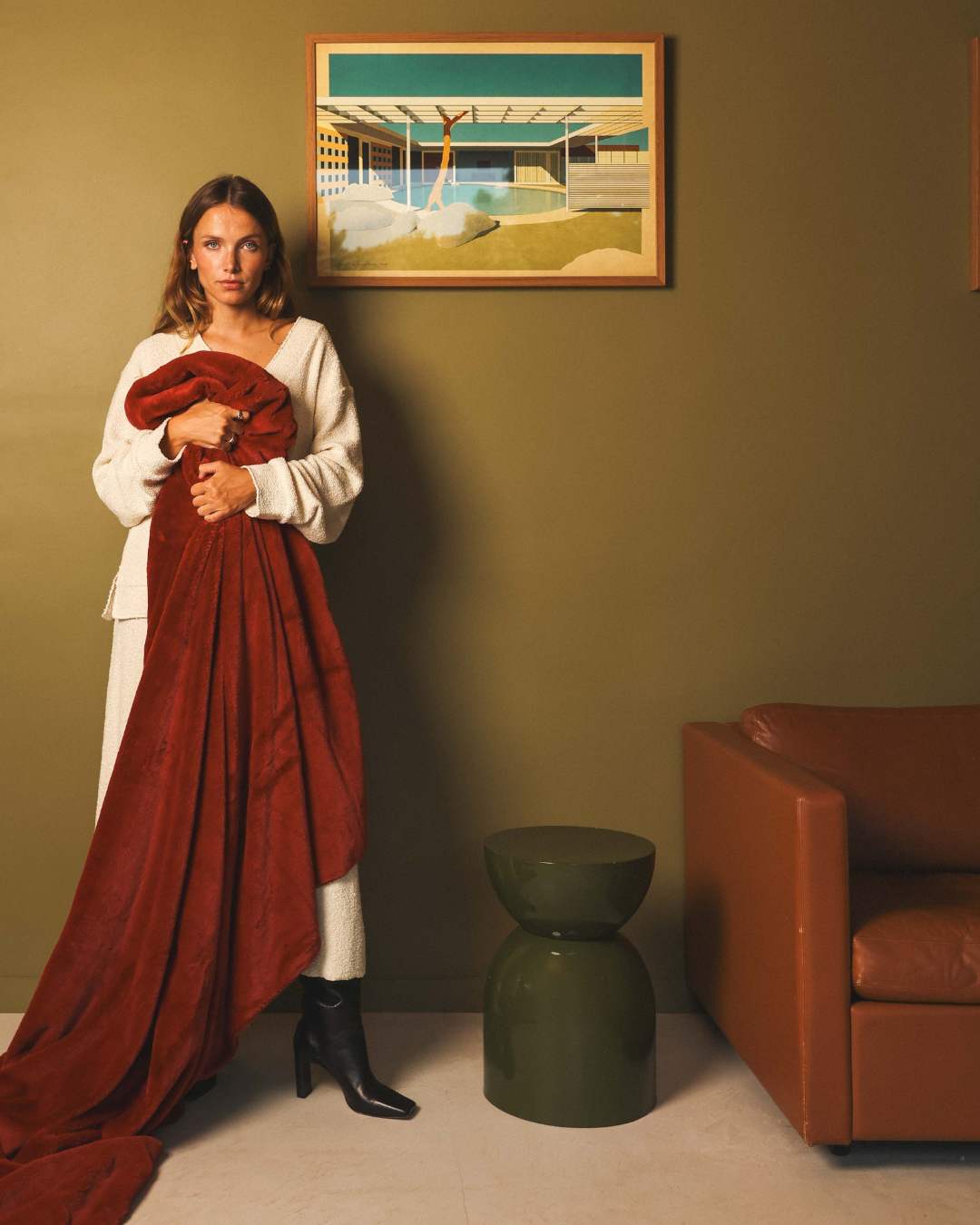 غطاء مريح أحادي اللون مريح بلون أحمر روزوود thumbnail 6