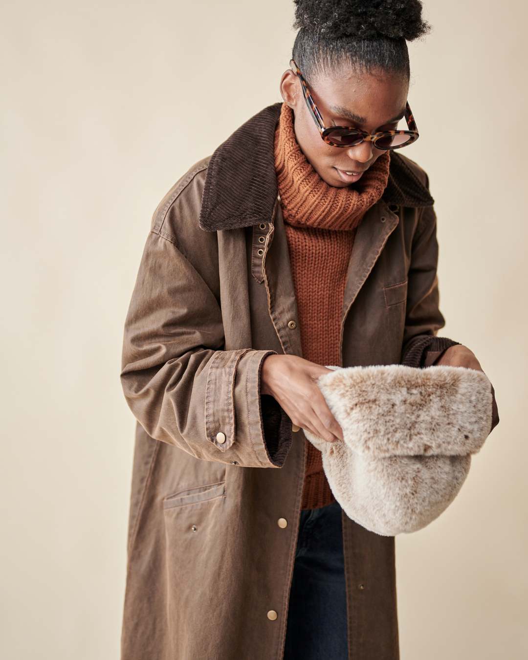 Bonnet fausse fourrure - Marron thumbnail 3