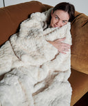 Plaid Fausse fourrure - Galet blanc