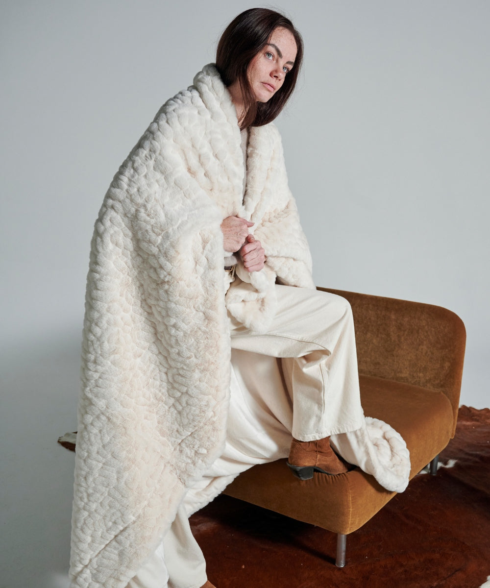 Plaid Fausse fourrure - Galet blanc thumbnail 2