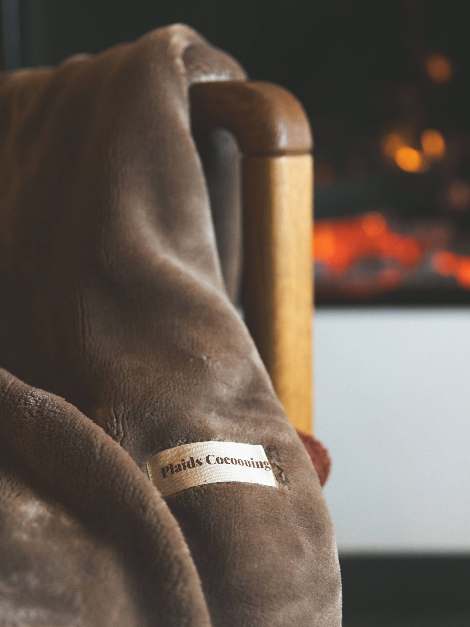 Plaid Cosy Monochrome Camel marron thumbnail 7