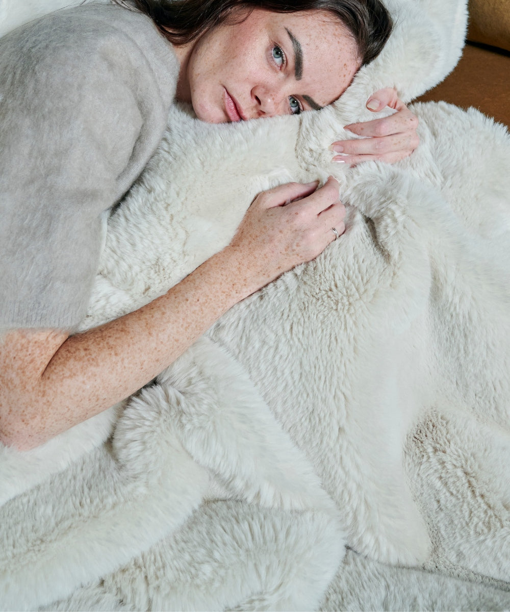 Plaid Fausse fourrure Polar Bear beige thumbnail 5