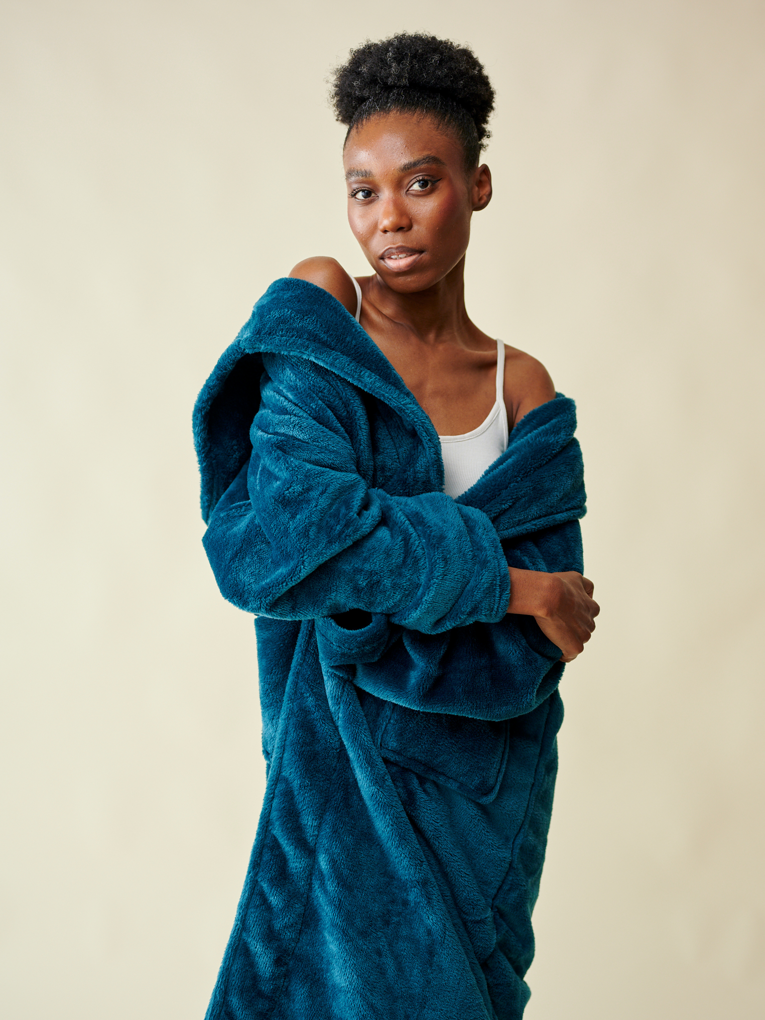 Peignoir polaire bleu canard thumbnail 2