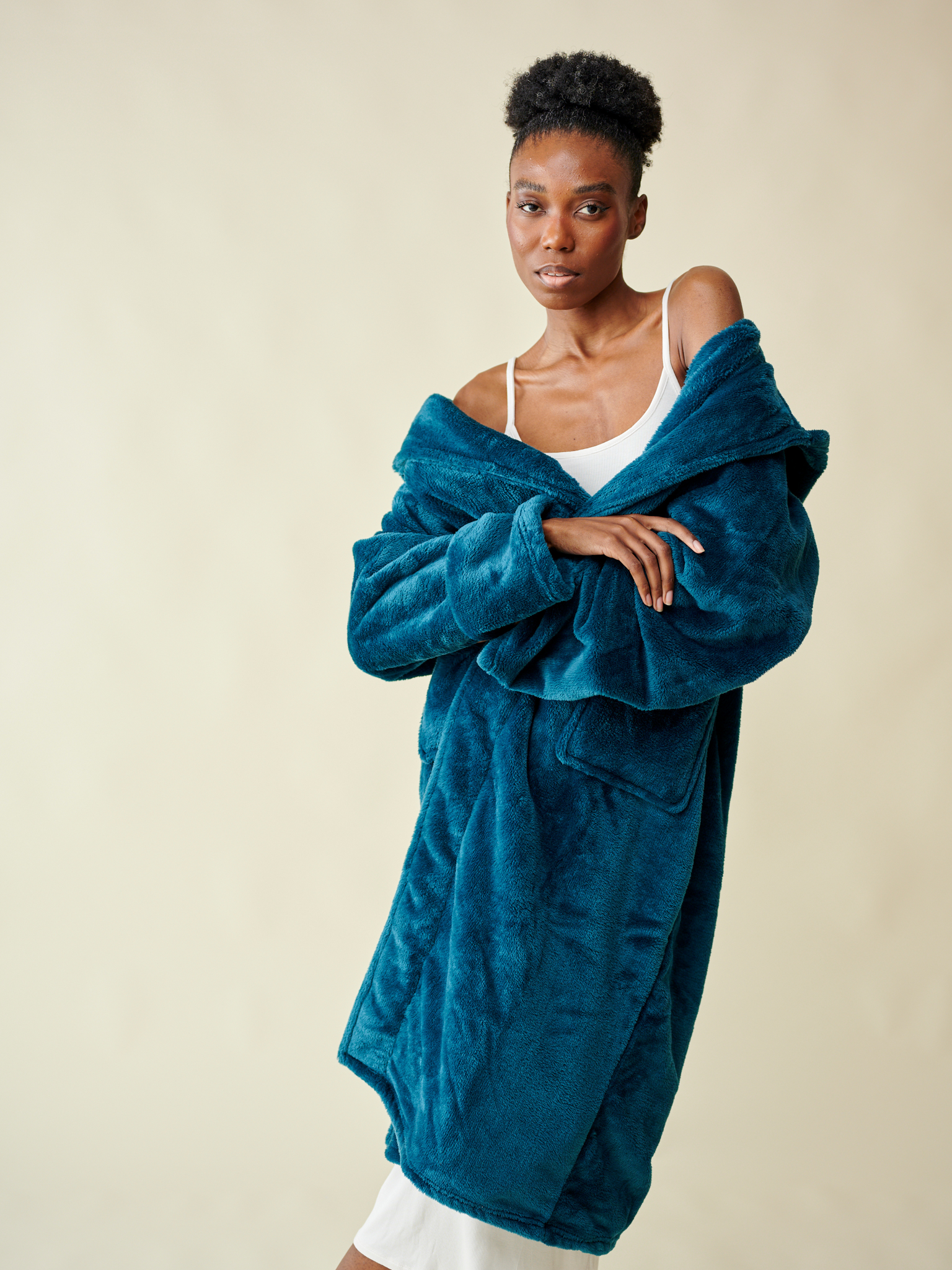 Peignoir polaire bleu canard thumbnail 5