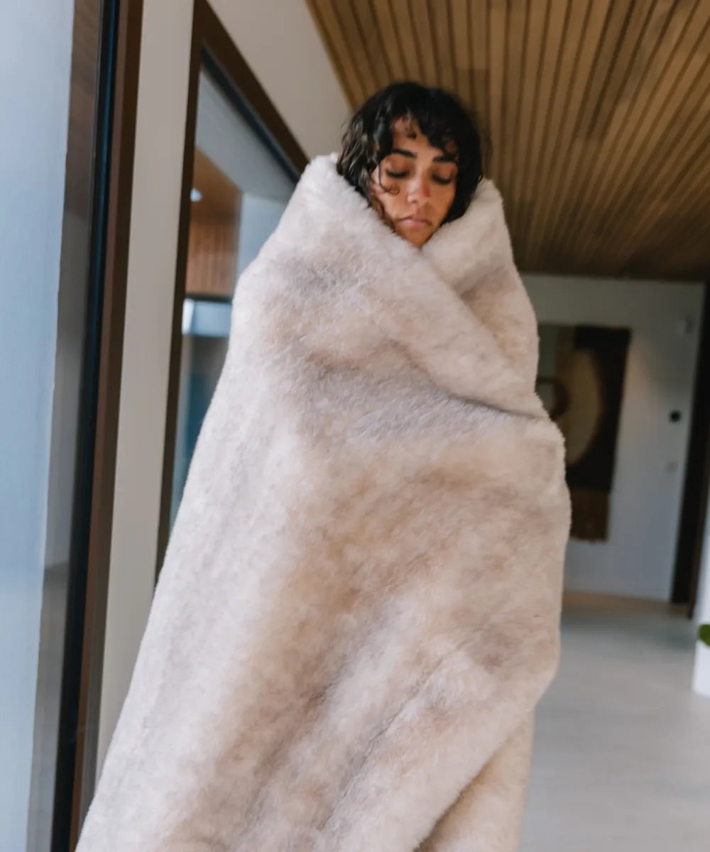 Plaid Fausse fourrure Sensation beige
