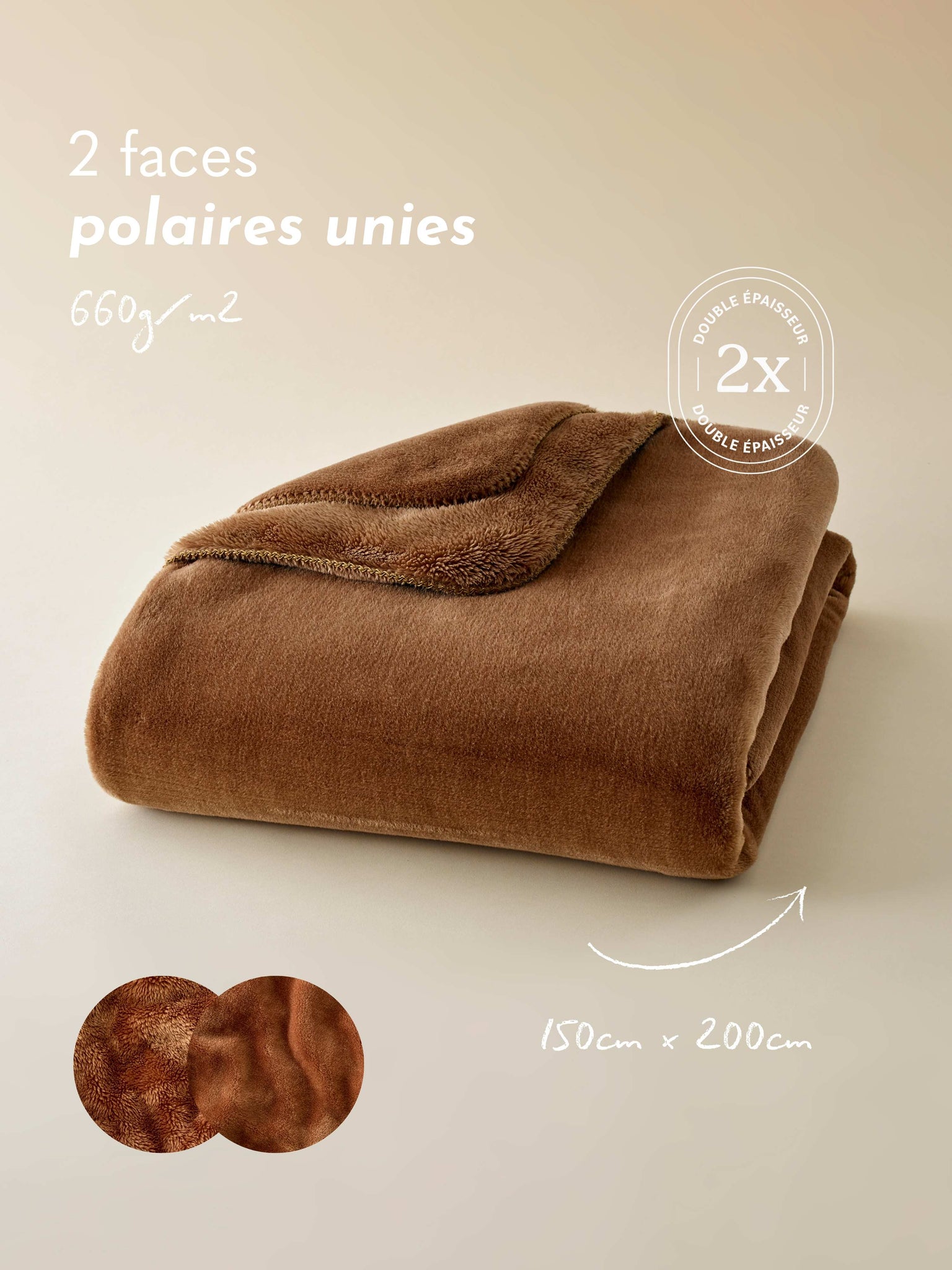 Plaid Cosy Monochrome Camel marron thumbnail 6