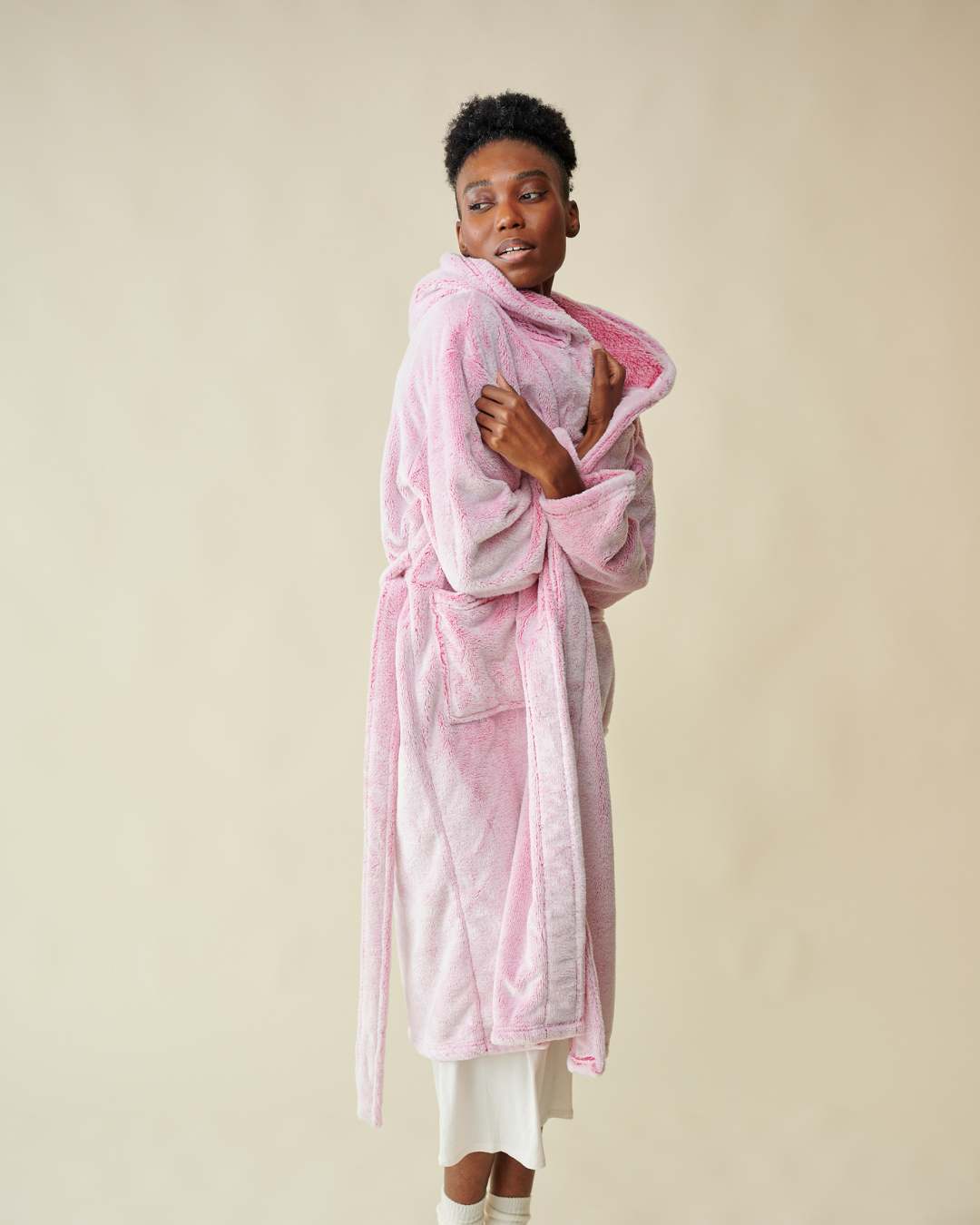 Peignoir polaire rose thumbnail 7