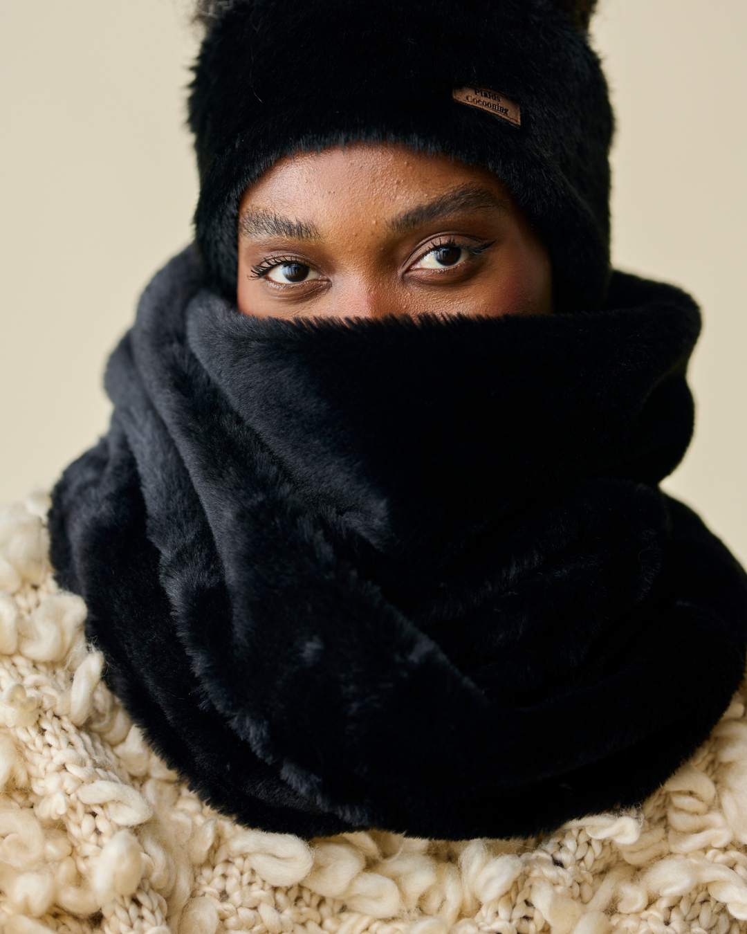 Tour de cou Double fausse fourrure - Noir thumbnail 2