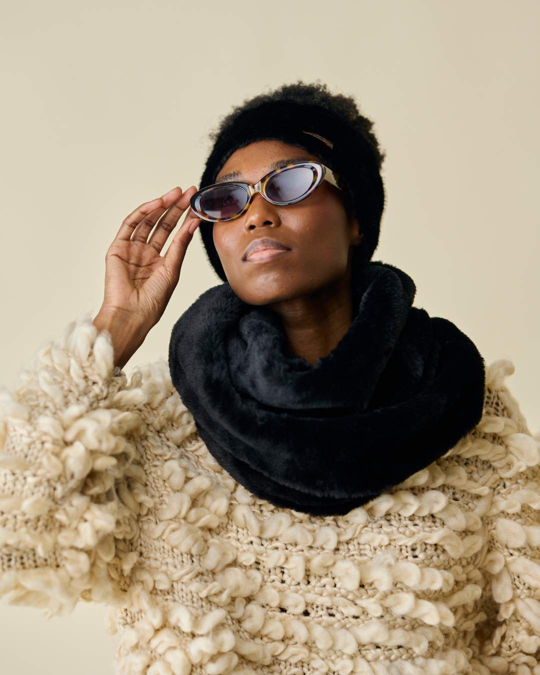 Tour de cou Double fausse fourrure - Noir thumbnail 5