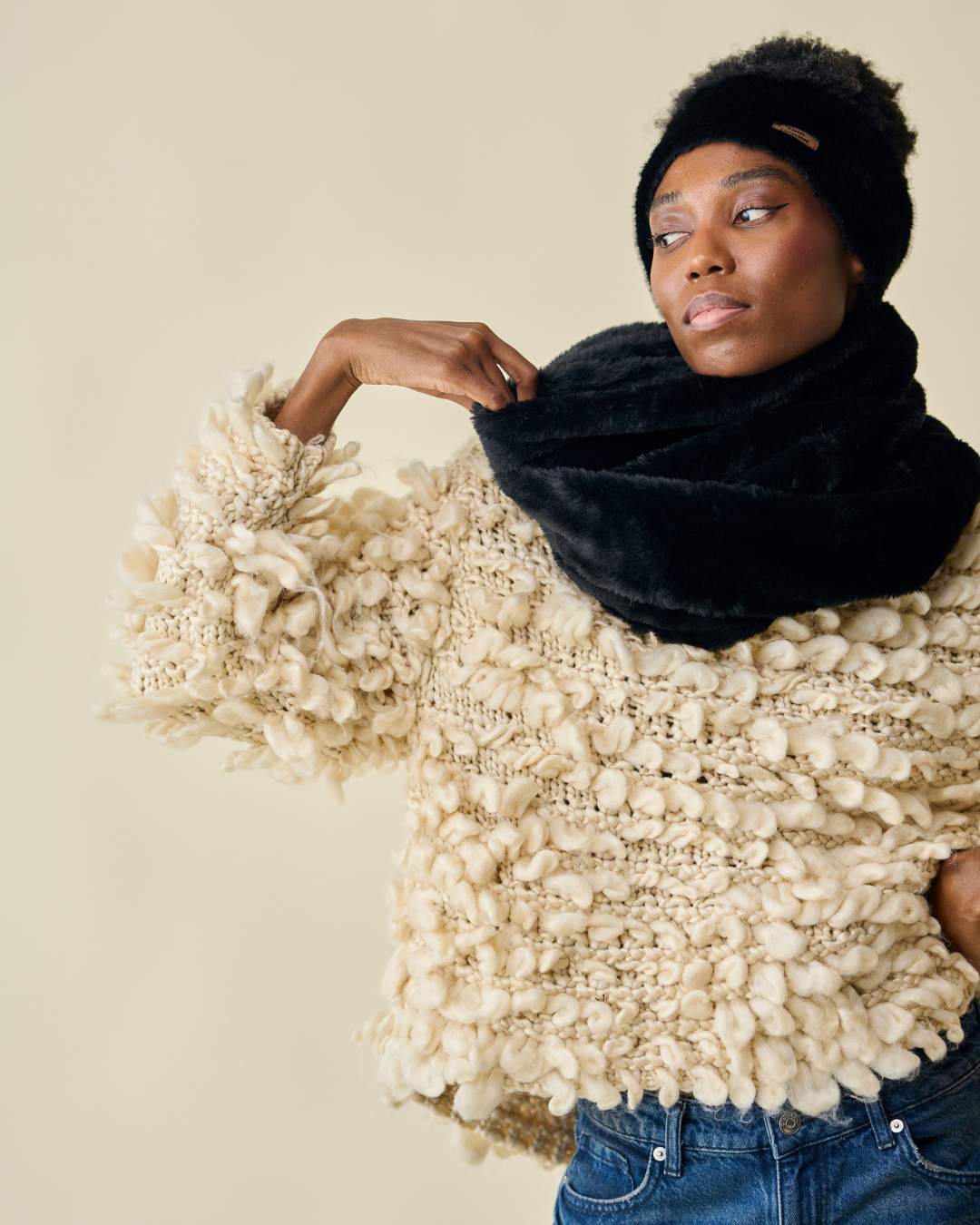 Tour de cou Double fausse fourrure - Noir thumbnail 6