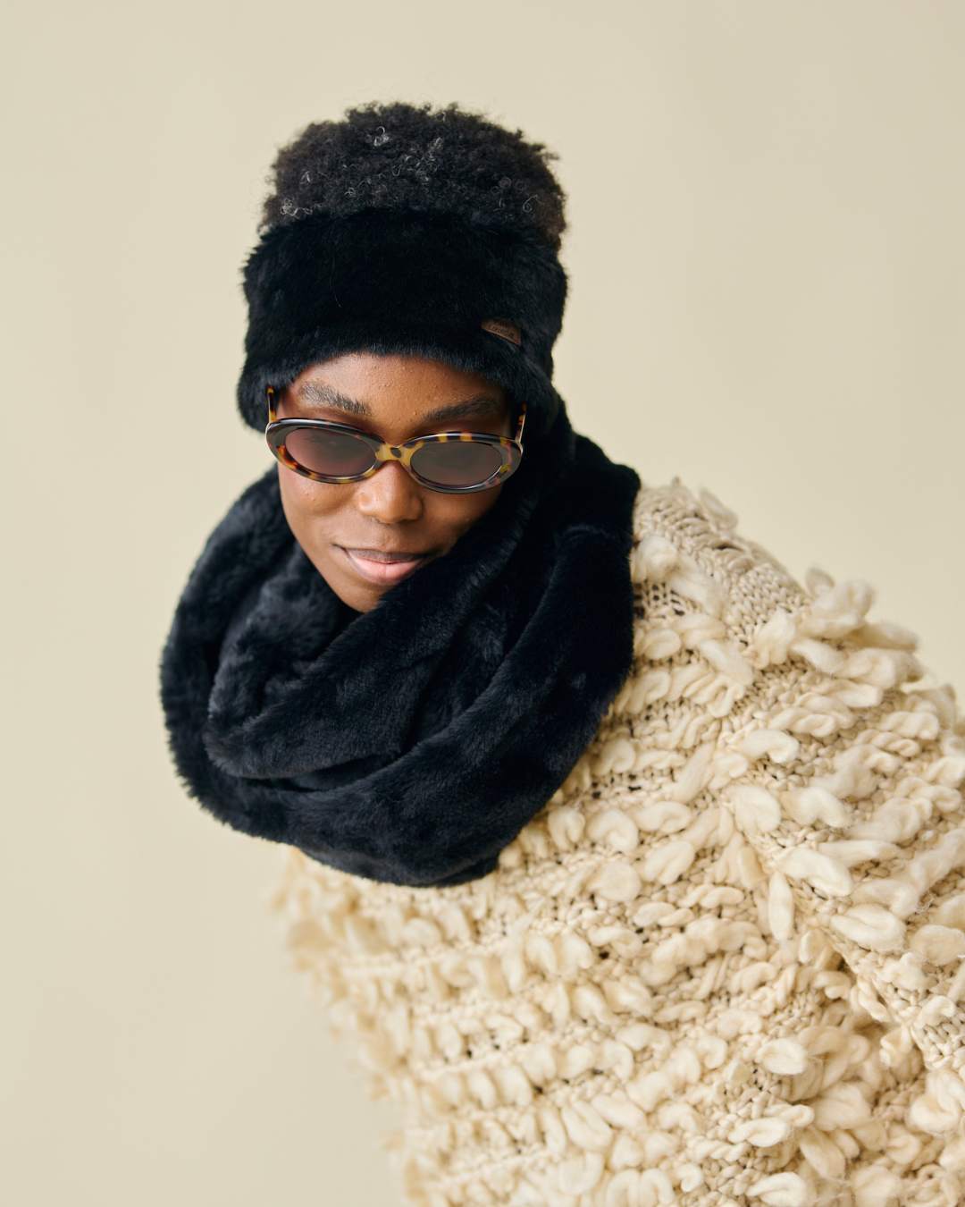 Tour de cou Double fausse fourrure - Noir thumbnail 7