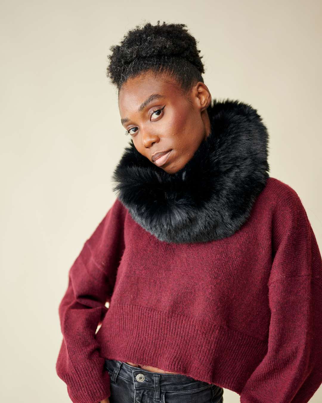 Tour de cou Fausse fourrure - Noir thumbnail 3