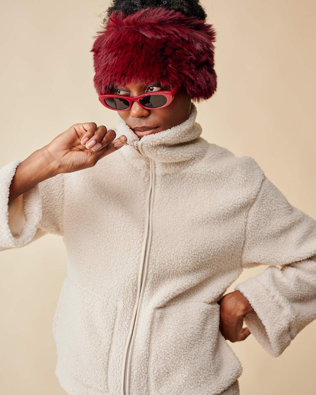 Bandeau Fourrure - Bordeaux thumbnail 4