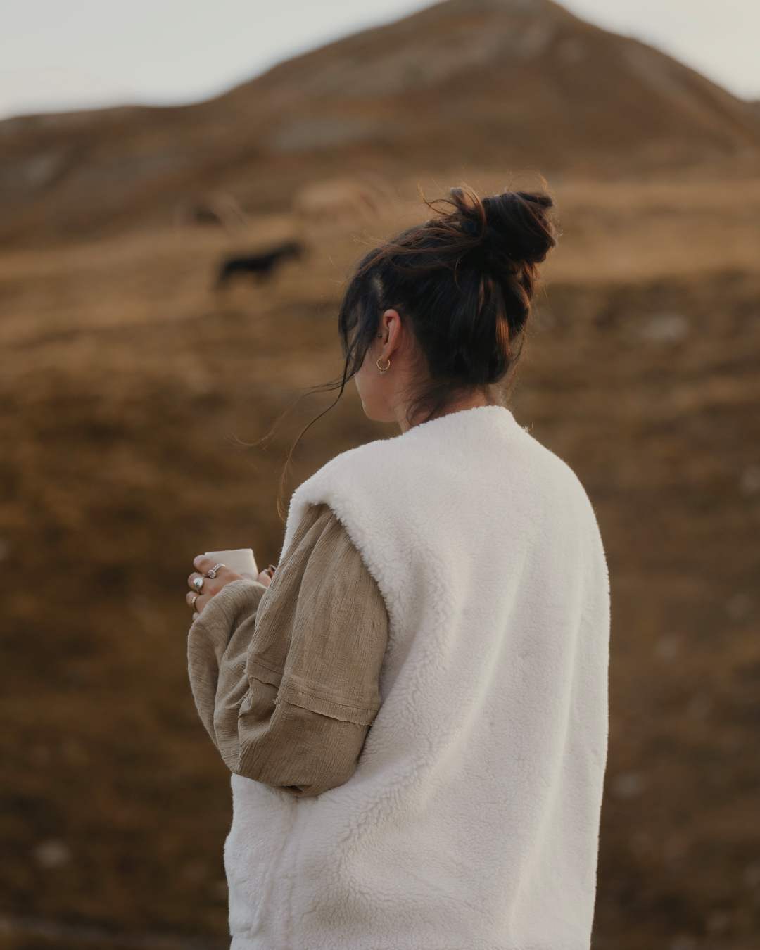 Gilet sans manches effet laine - Blanc thumbnail 1