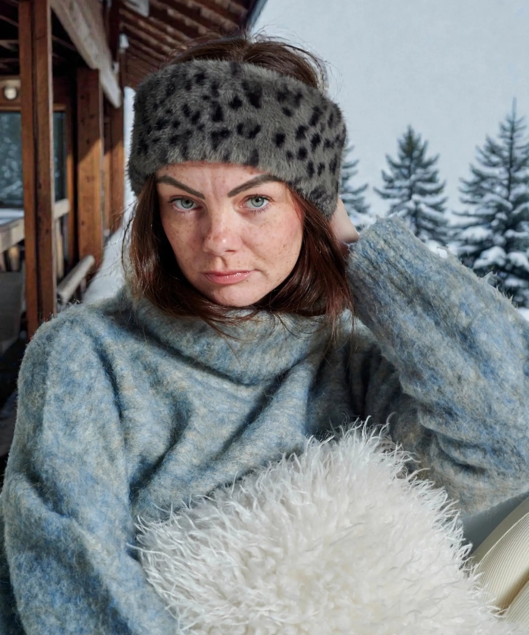 Chapeau De Peintre En Fausse Fourrure Léopard - Gris Doux Taille Unique H&M, Neuf Avec étiquettes