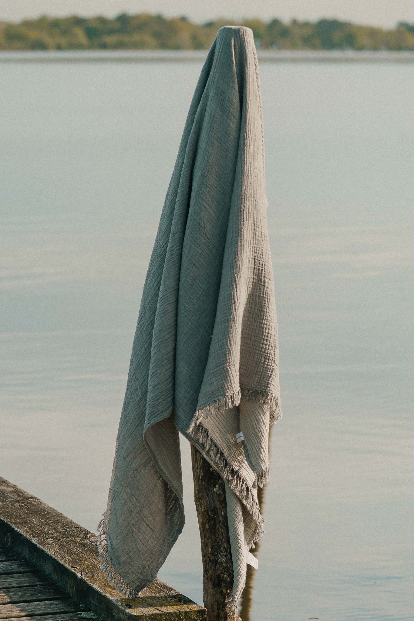 Fouta Gaze de Coton Gris thumbnail 6