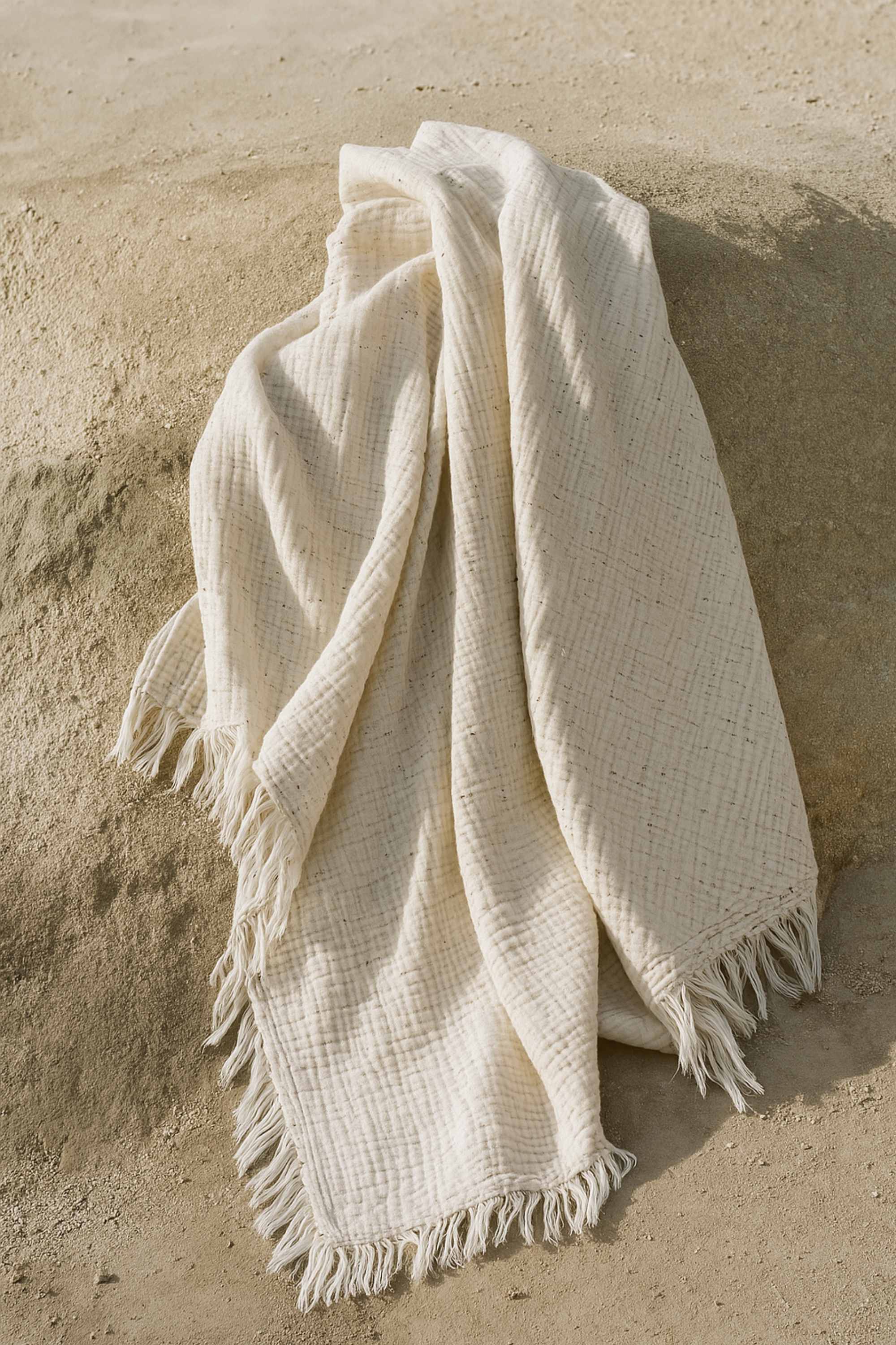 Fouta Gaze de Coton Beige Chiné