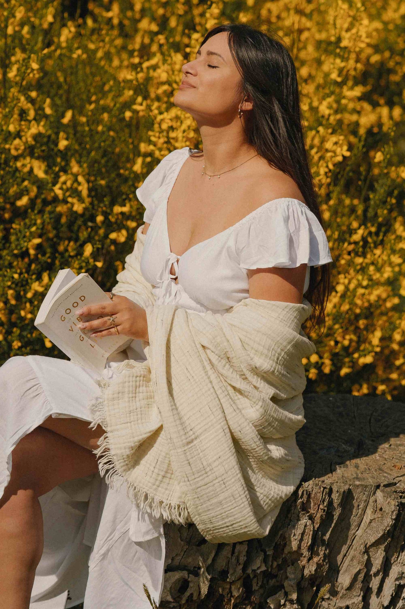 Fouta Gaze de Coton Beige Chiné thumbnail 5