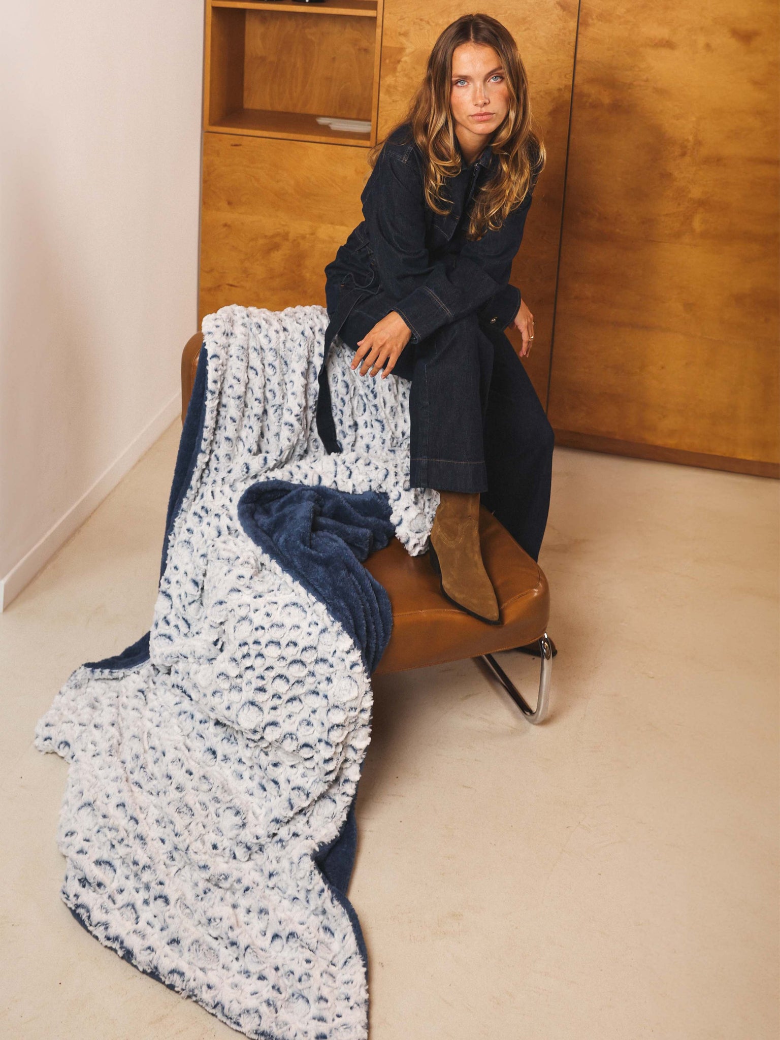 Plaid polaire Rain Dots bleu thumbnail 3