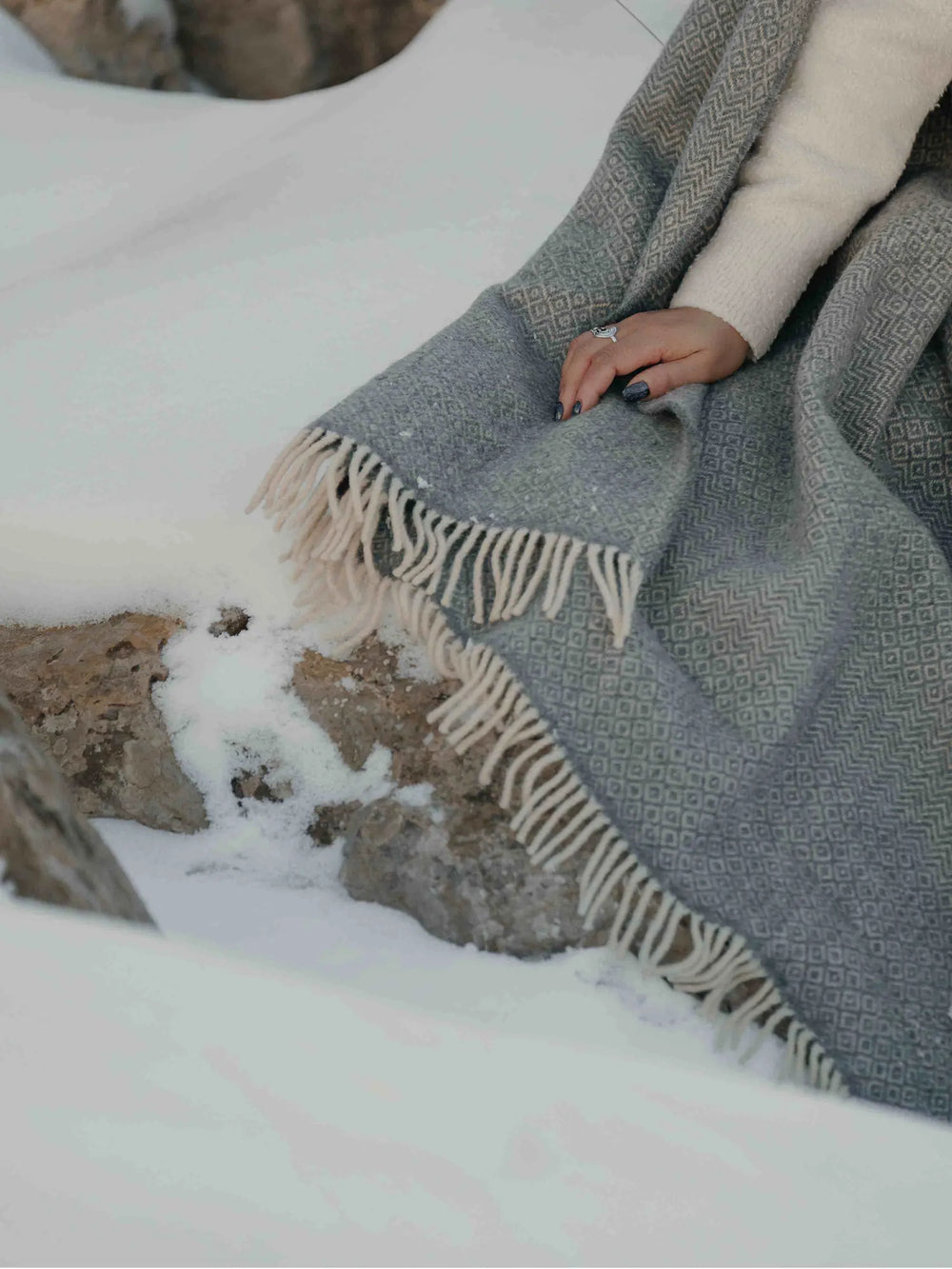Plaid Laine Faux Unis Acétate WARO – texture laine acétate