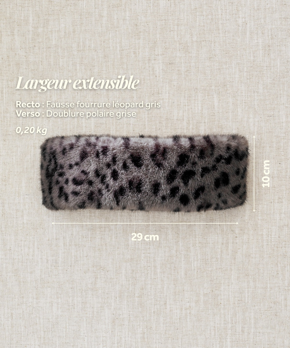 Bandeau Fourrure - Léopard Gris thumbnail 3