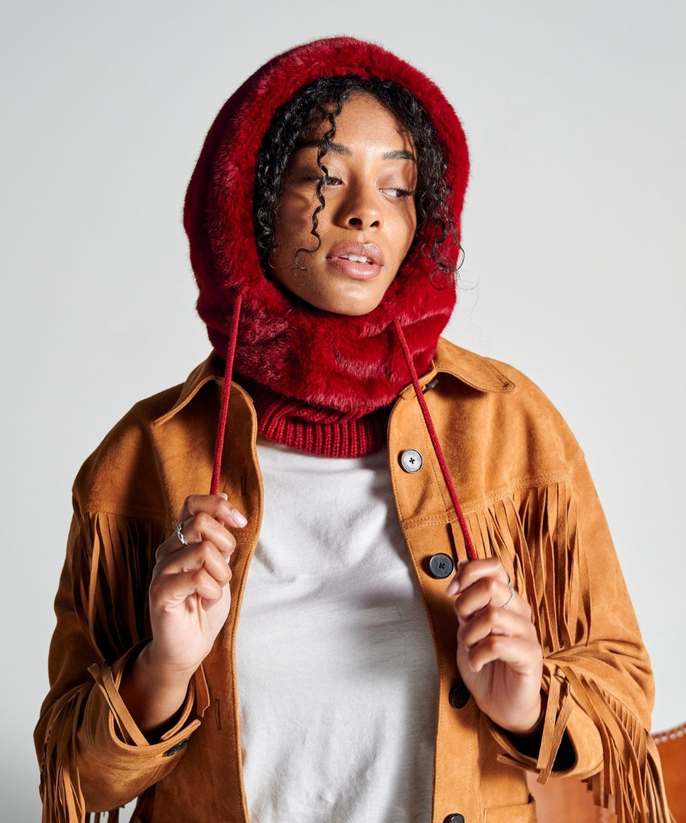 Cagoule Fausse Fourrure - Bordeaux thumbnail 2