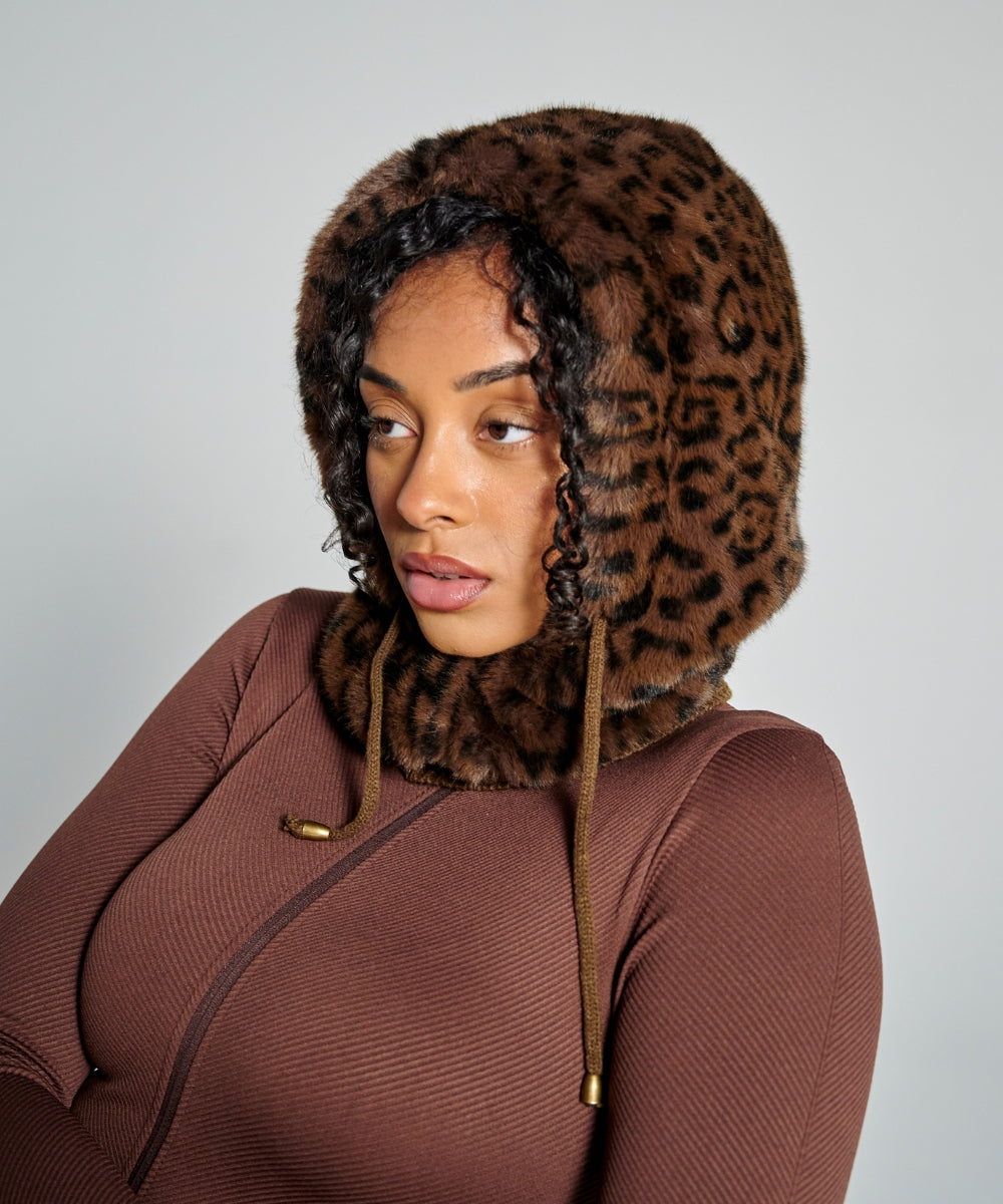 Cagoule Fausse fourrure - Léopard foncé thumbnail 1
