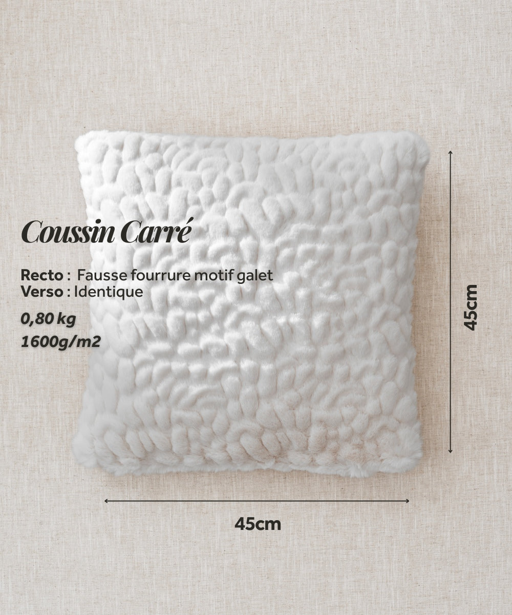 Coussin Fausse Fourrure - Galet blanc thumbnail 4