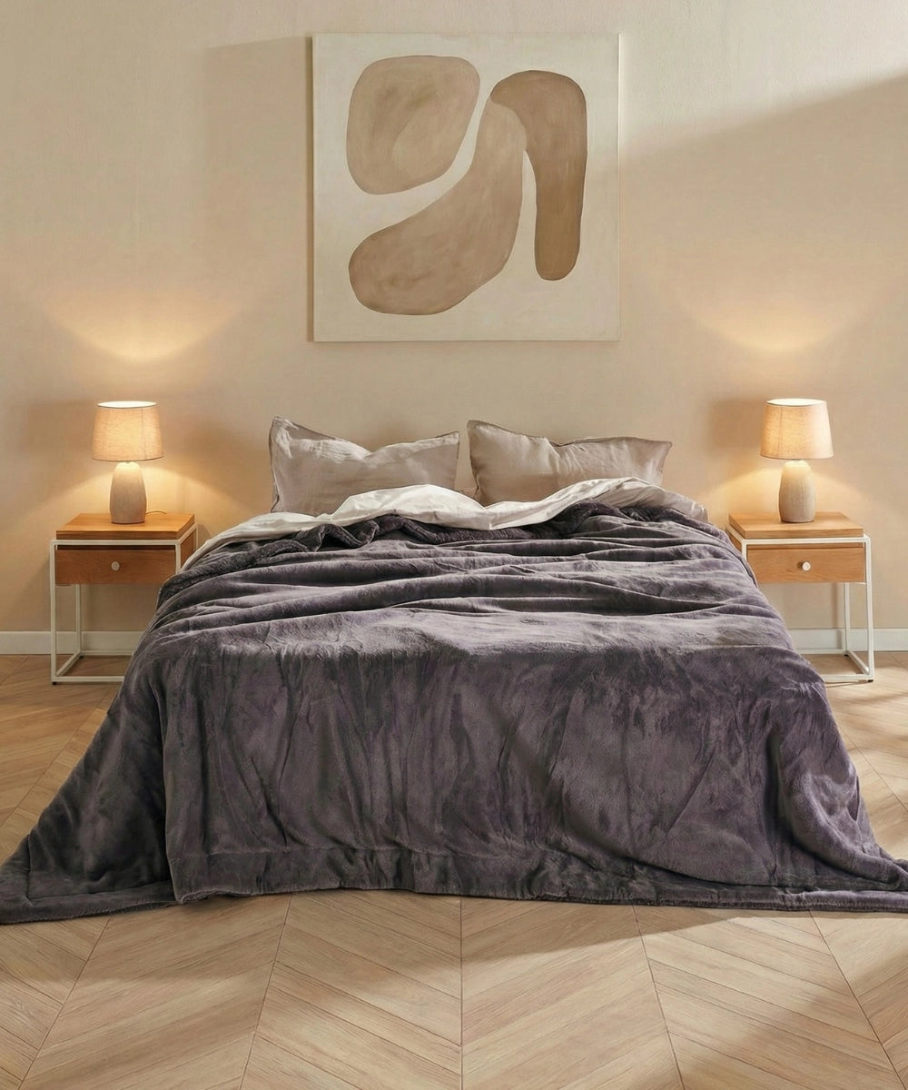 King Size Tagesdecke grau - dreilagig, 240x260cm