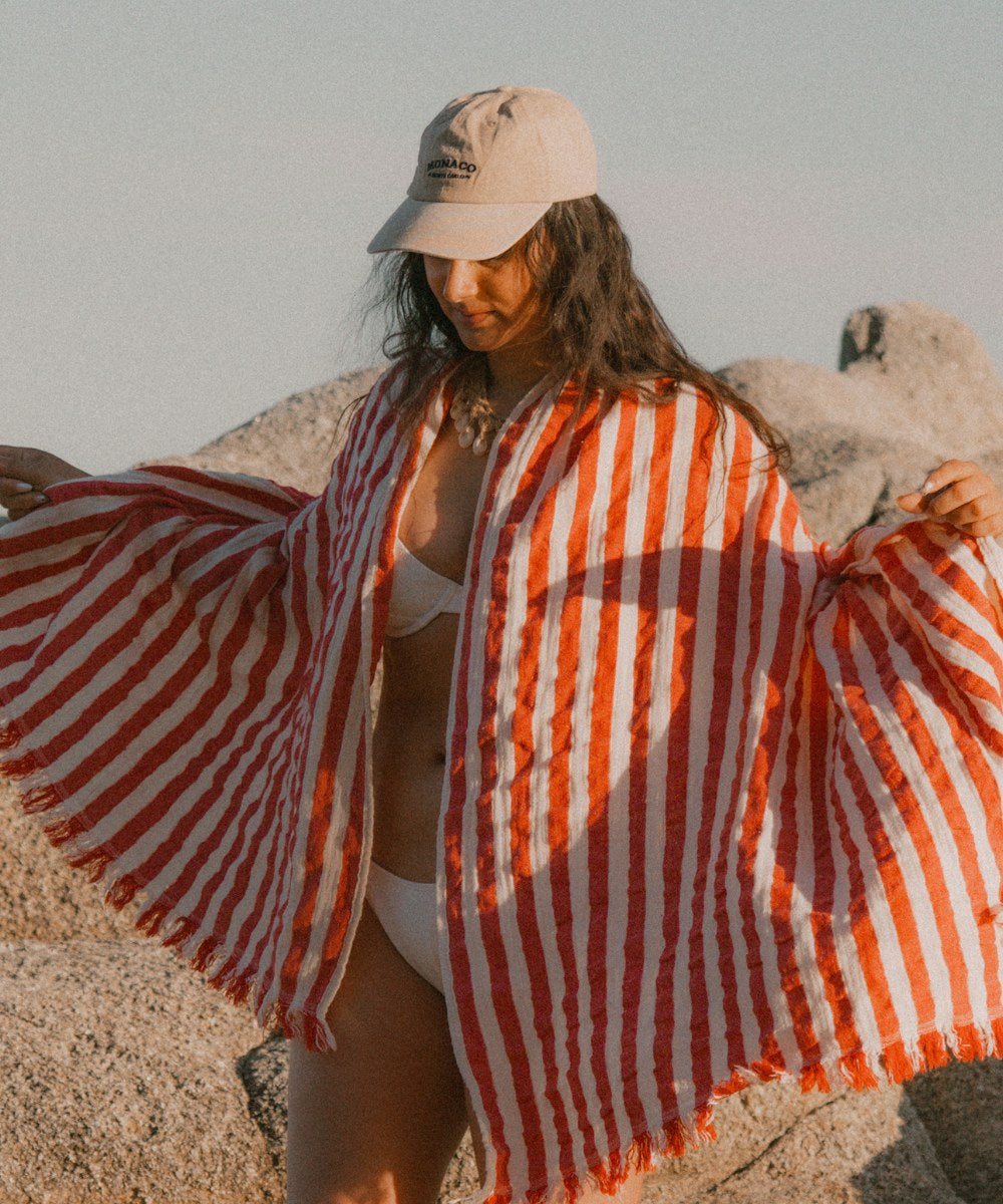 Fouta Rayée Rouge thumbnail 4