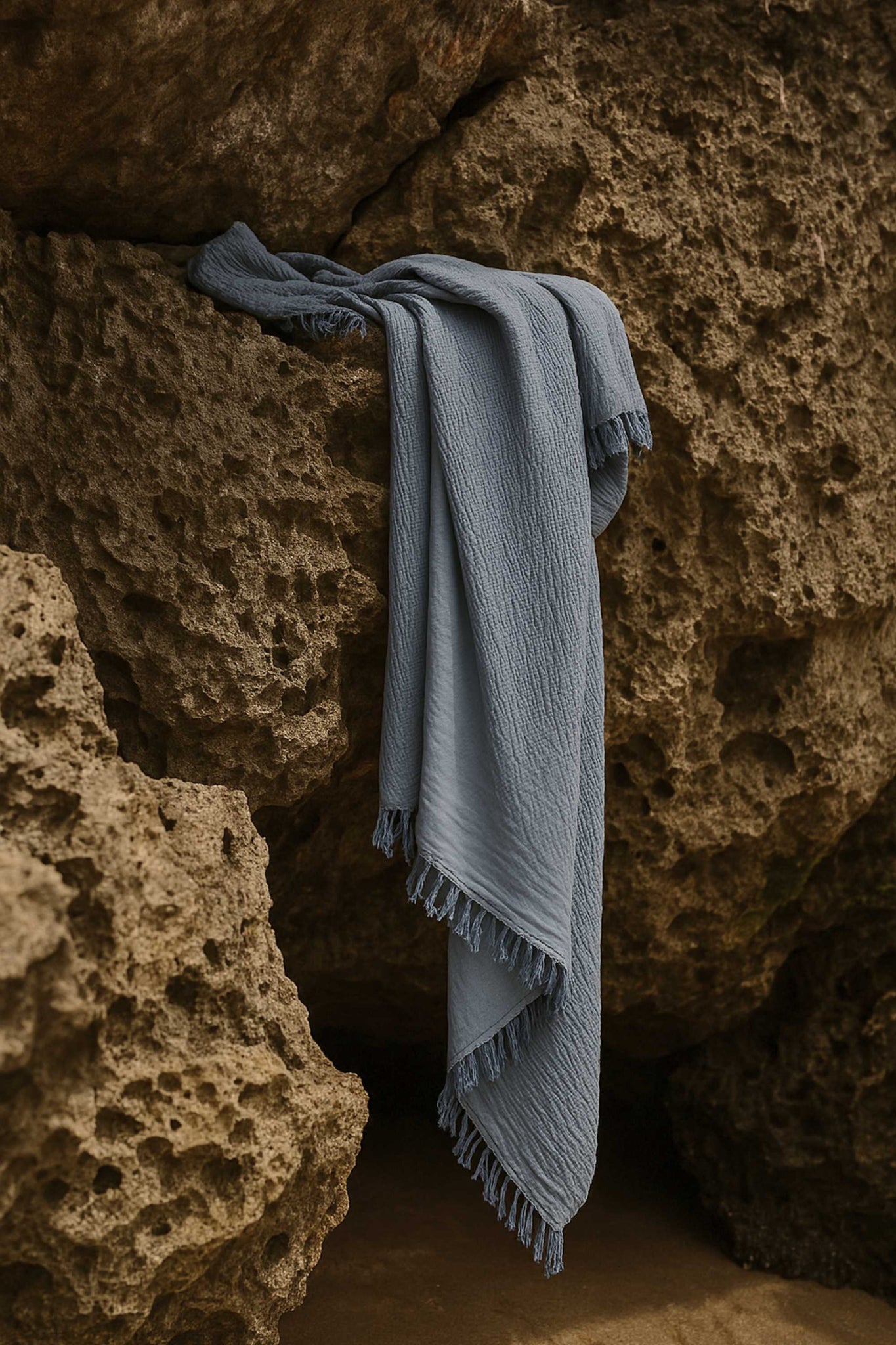 Fouta Gaze de Coton Bleu thumbnail 3