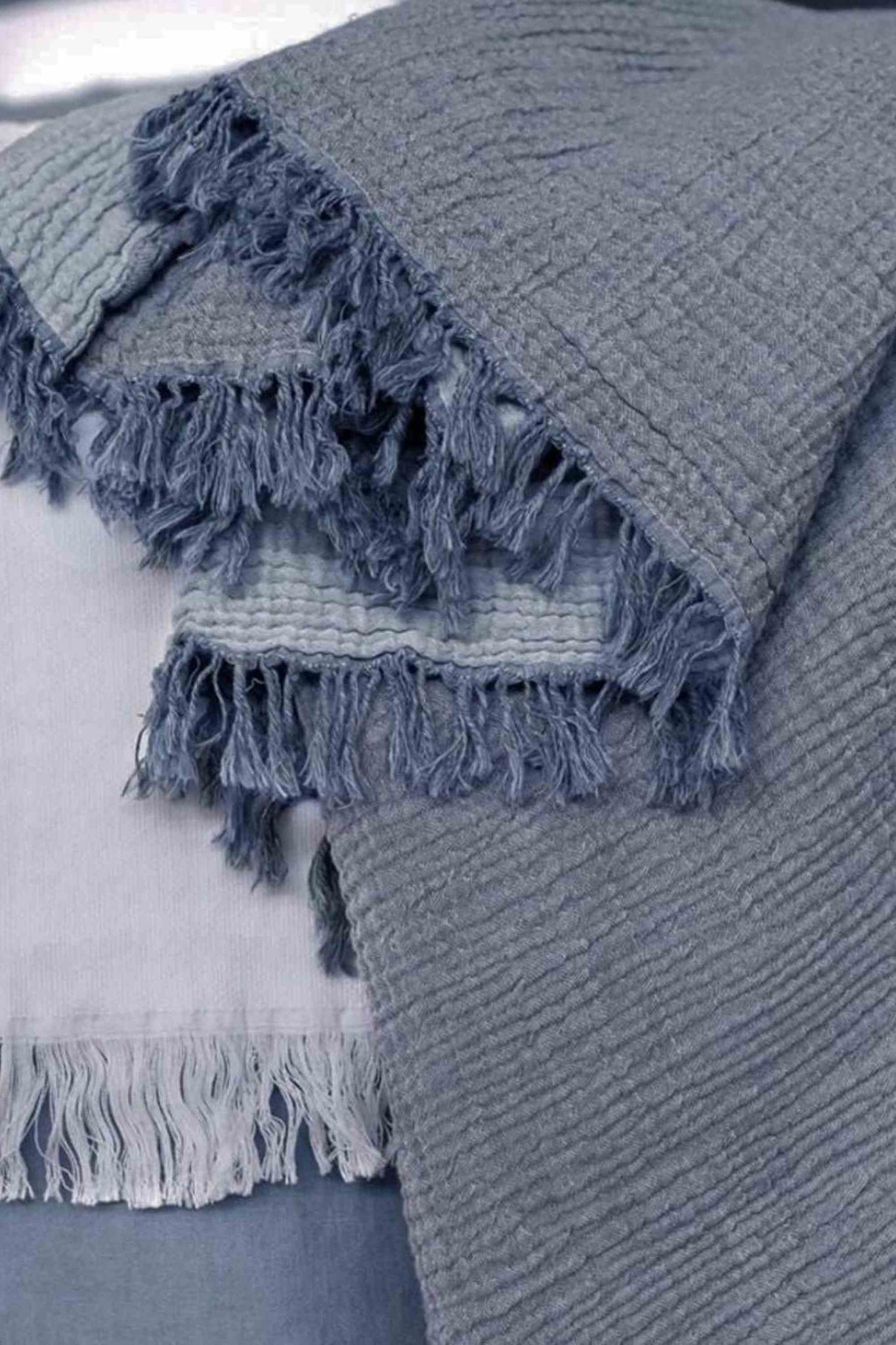 Fouta Gaze de Coton Bleu thumbnail 5