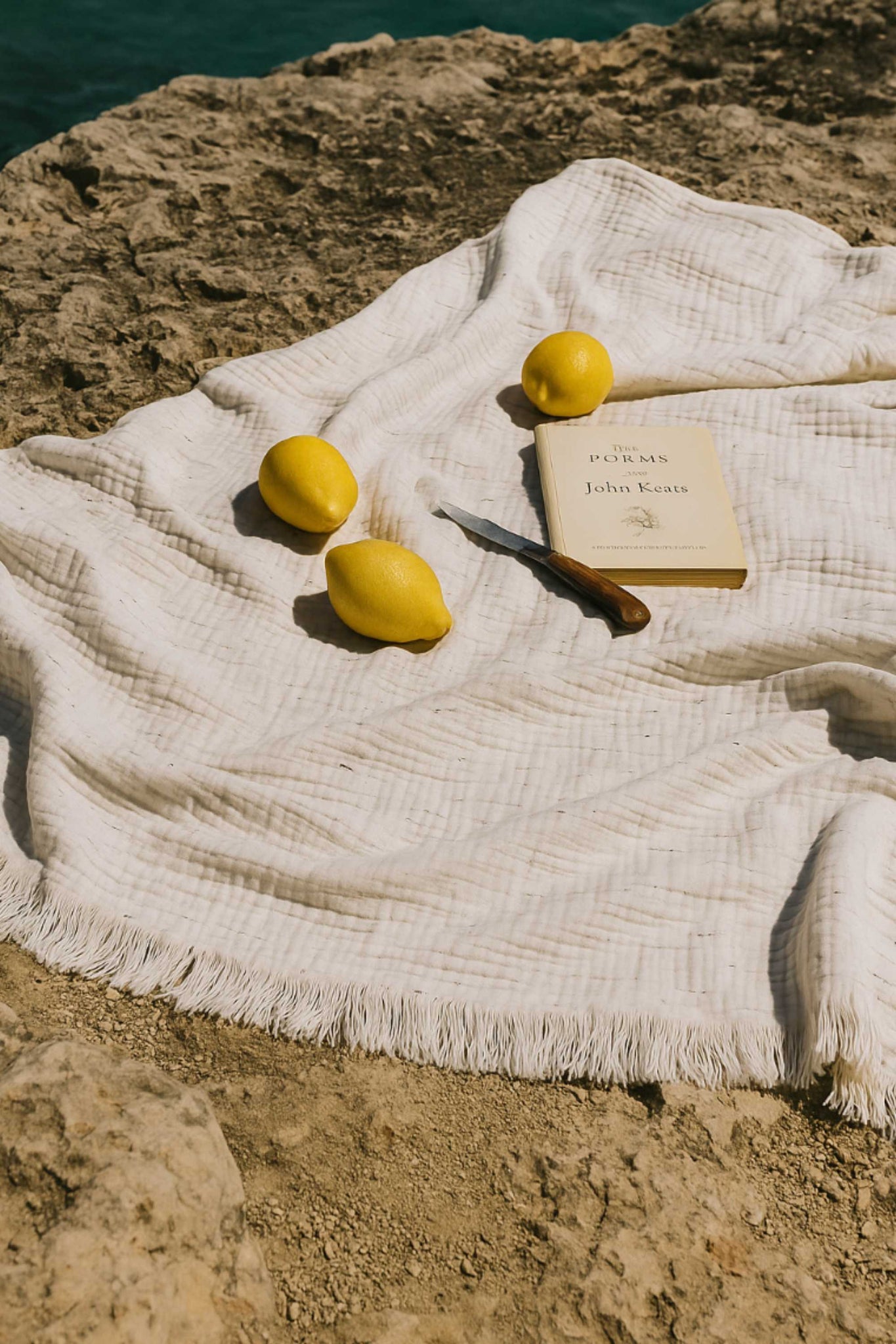 Fouta Gaze de Coton Beige Chiné thumbnail 3