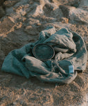 fouta plage en lin bleu gris