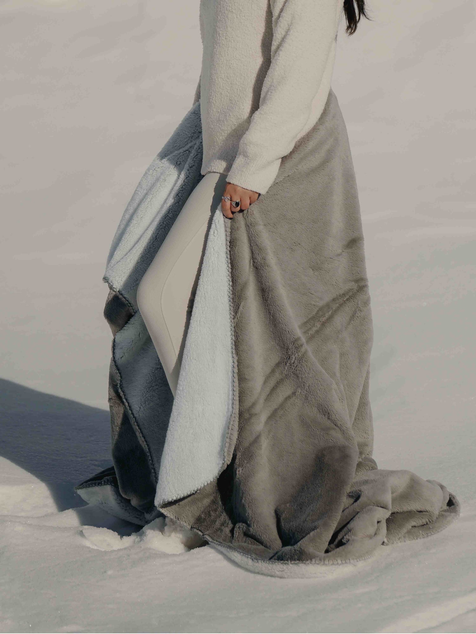 Plaid Cosy Bicolore Givre - gris clair thumbnail 3