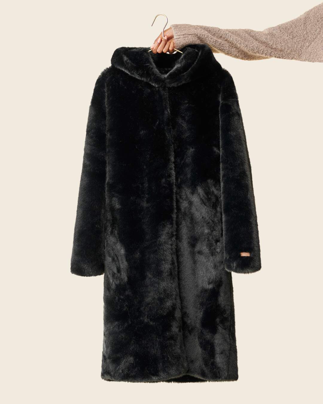 Manteau fausse fourrure Noir thumbnail 2