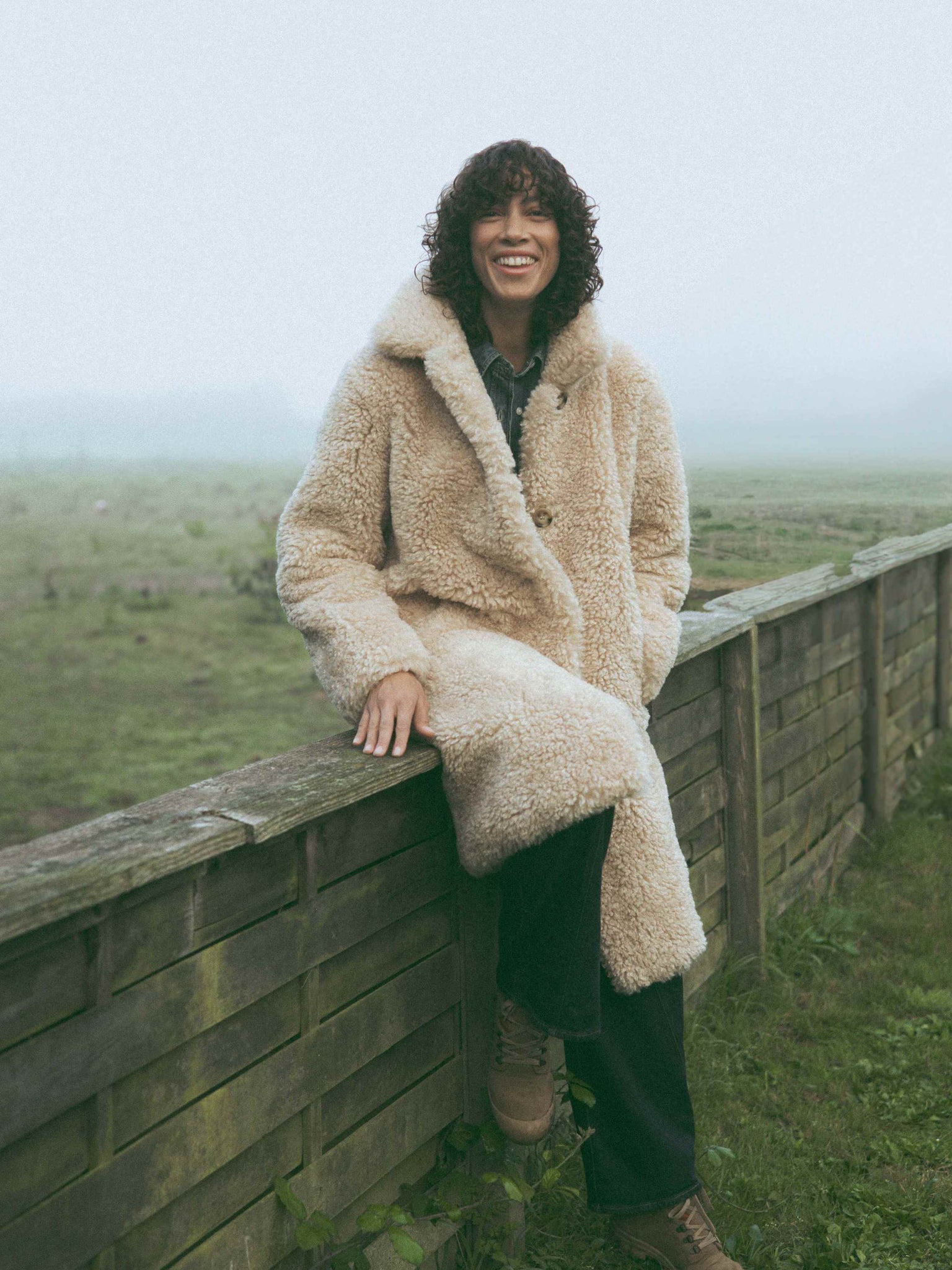 Manteau Fausse fourrure Teddy Bear beige thumbnail 2