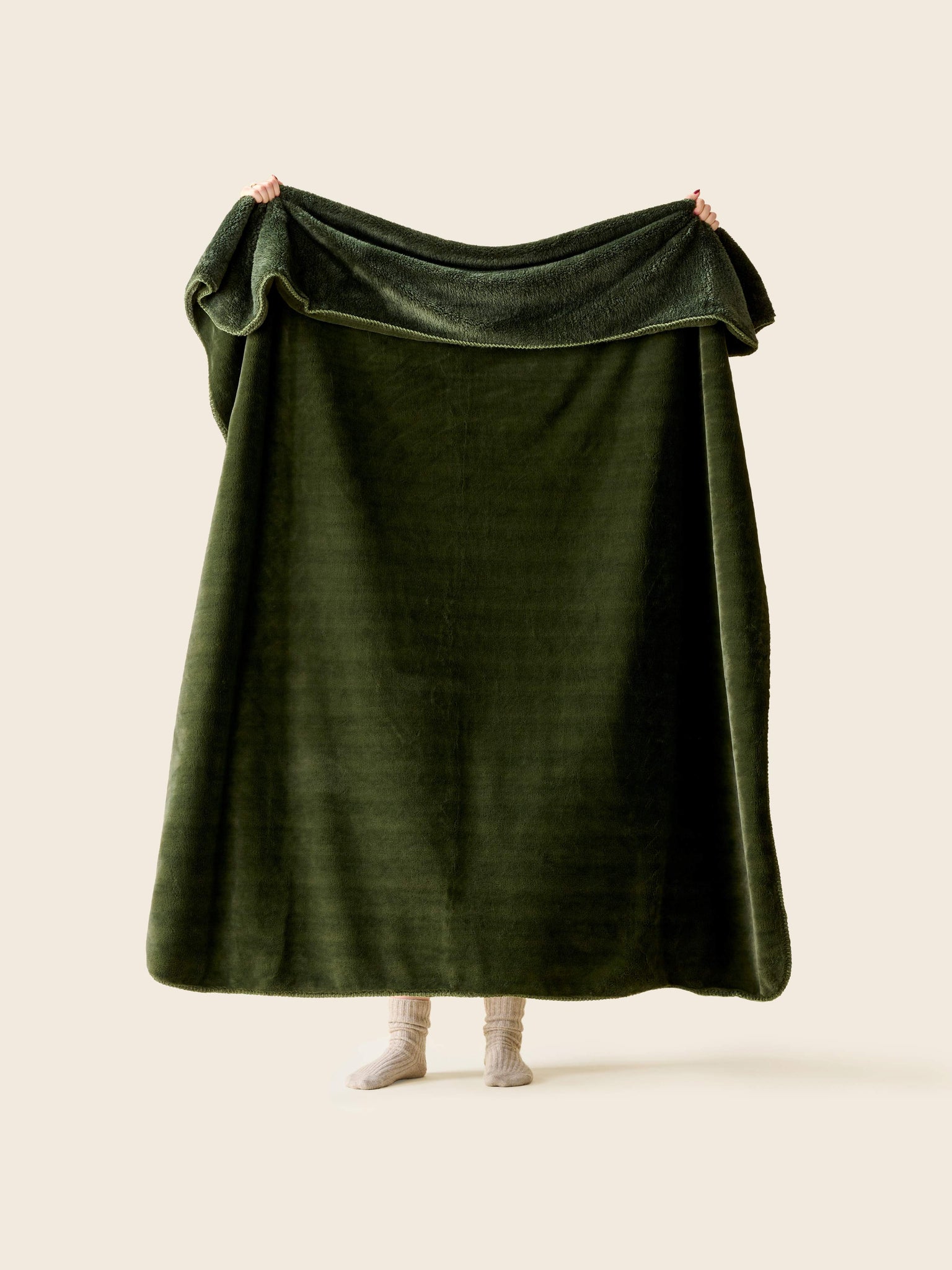 Plaid Cosy Monochrome Sapin - kaki thumbnail 3