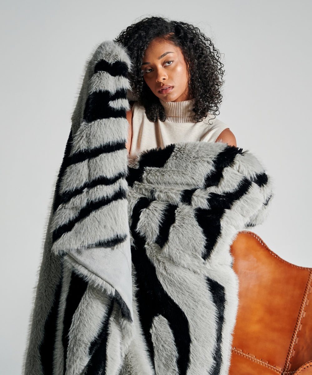 Plaid Fausse Fourrure - Zebra thumbnail 1