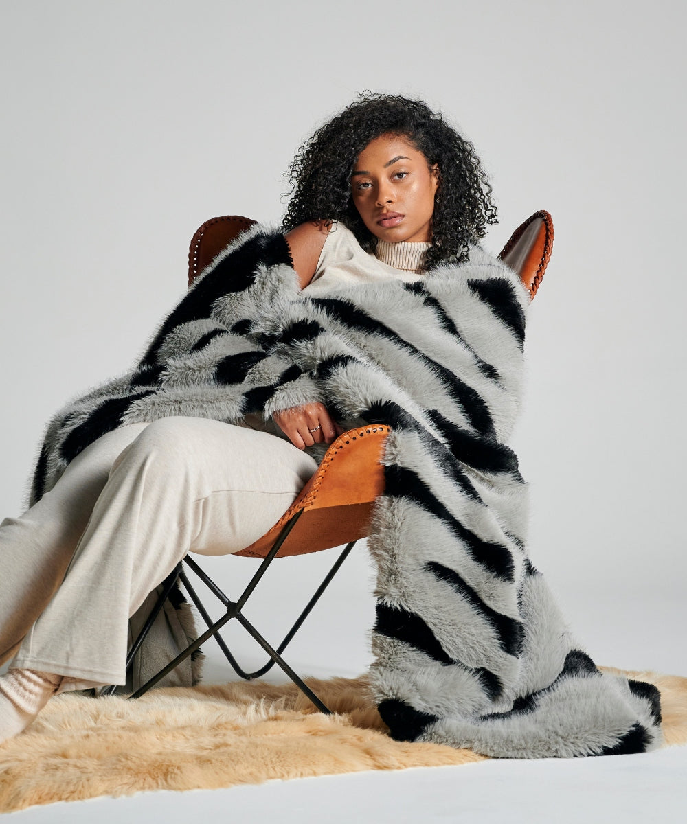 Plaid Fausse Fourrure - Zebra thumbnail 5