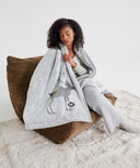 plaid polaire gris motif cerf