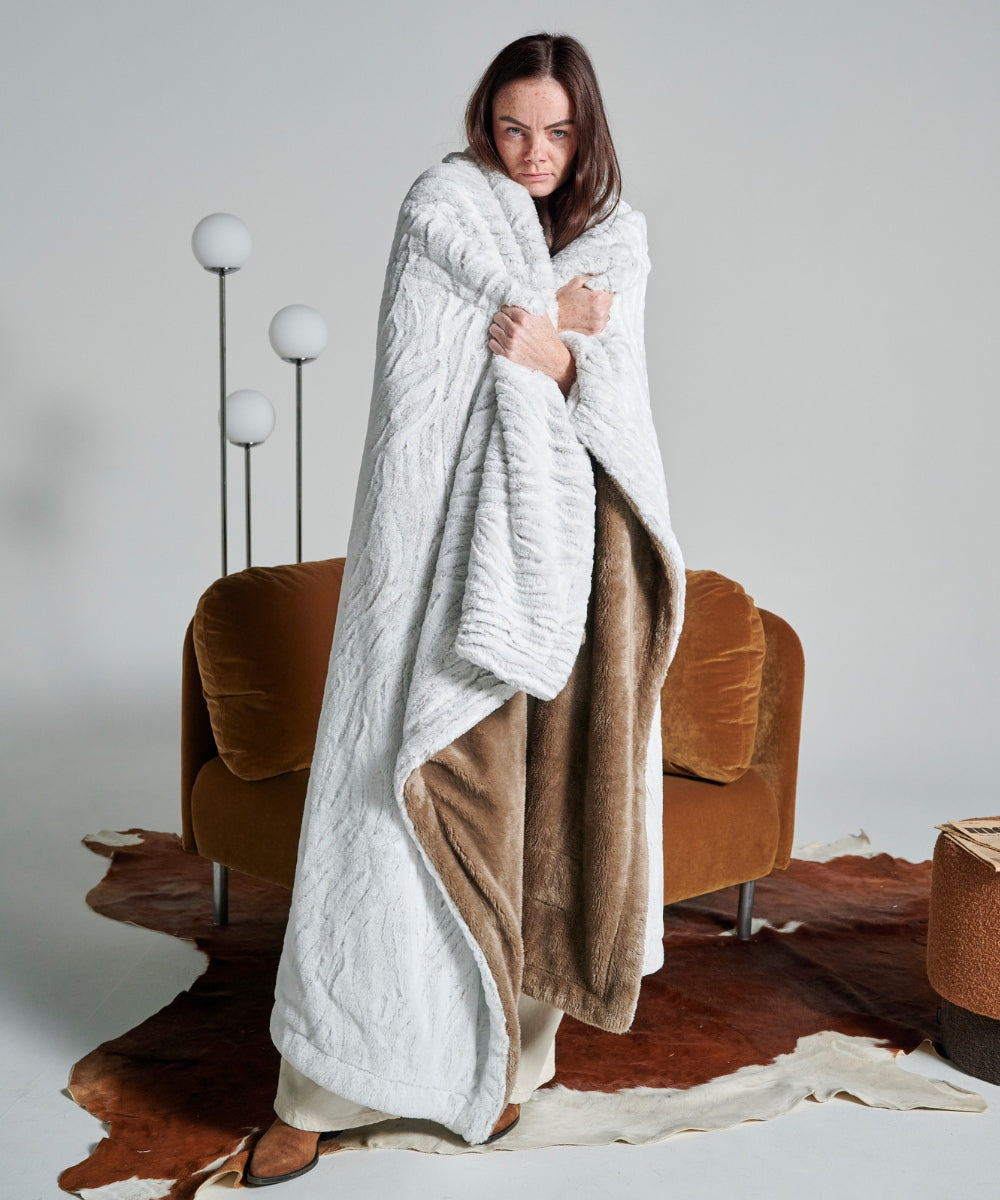 Plaid polaire - Tigre beige thumbnail 1