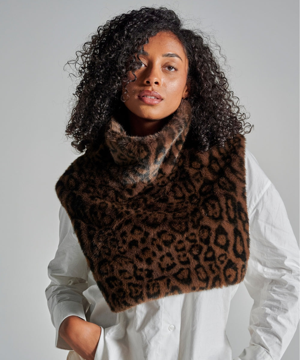 Plastron Fourrure - Léopard marron