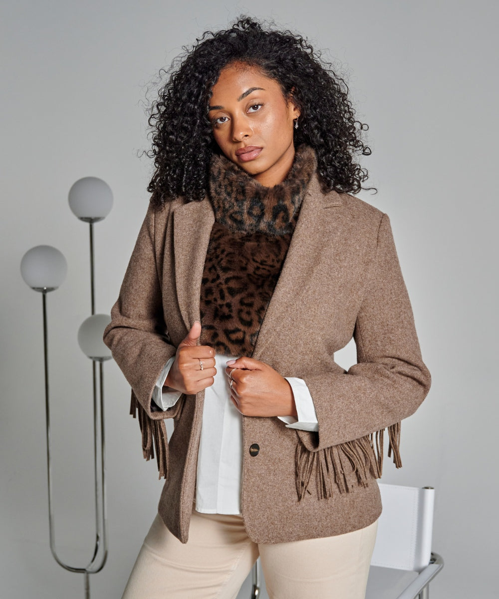 Plastron Fourrure - Léopard marron thumbnail 2