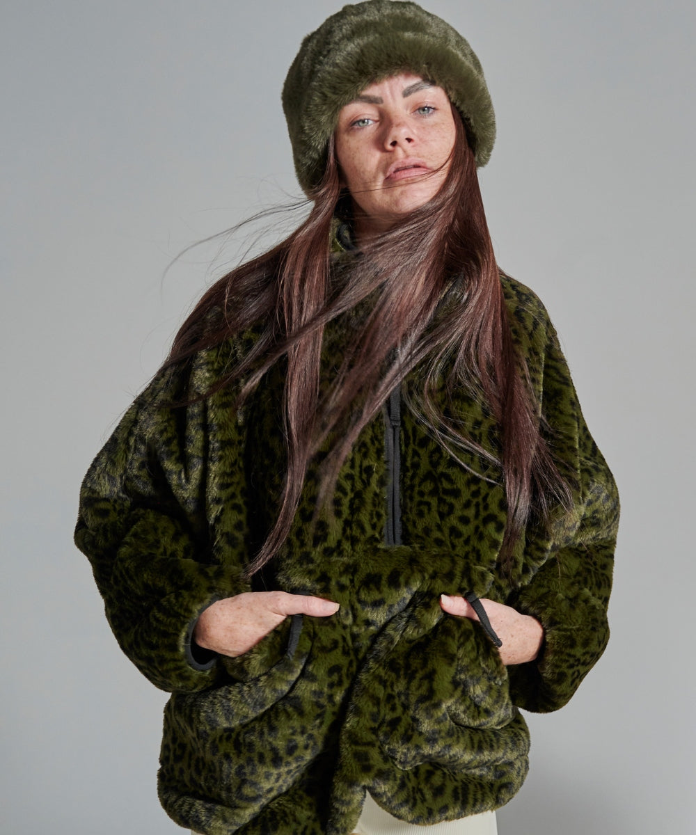 Toque Fourrure Bi-matière Kaki