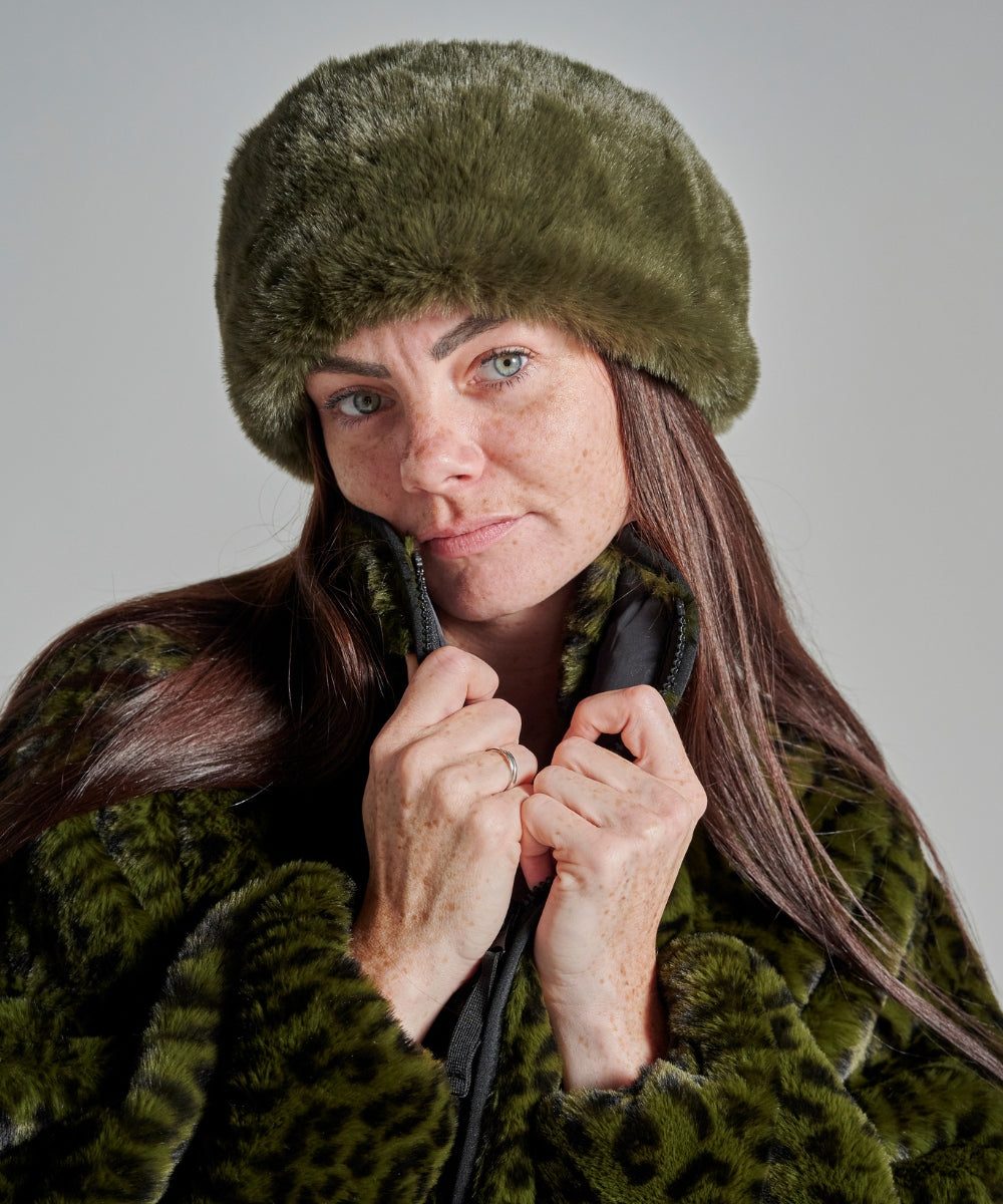 Toque Fourrure Bi-matière Kaki thumbnail 2