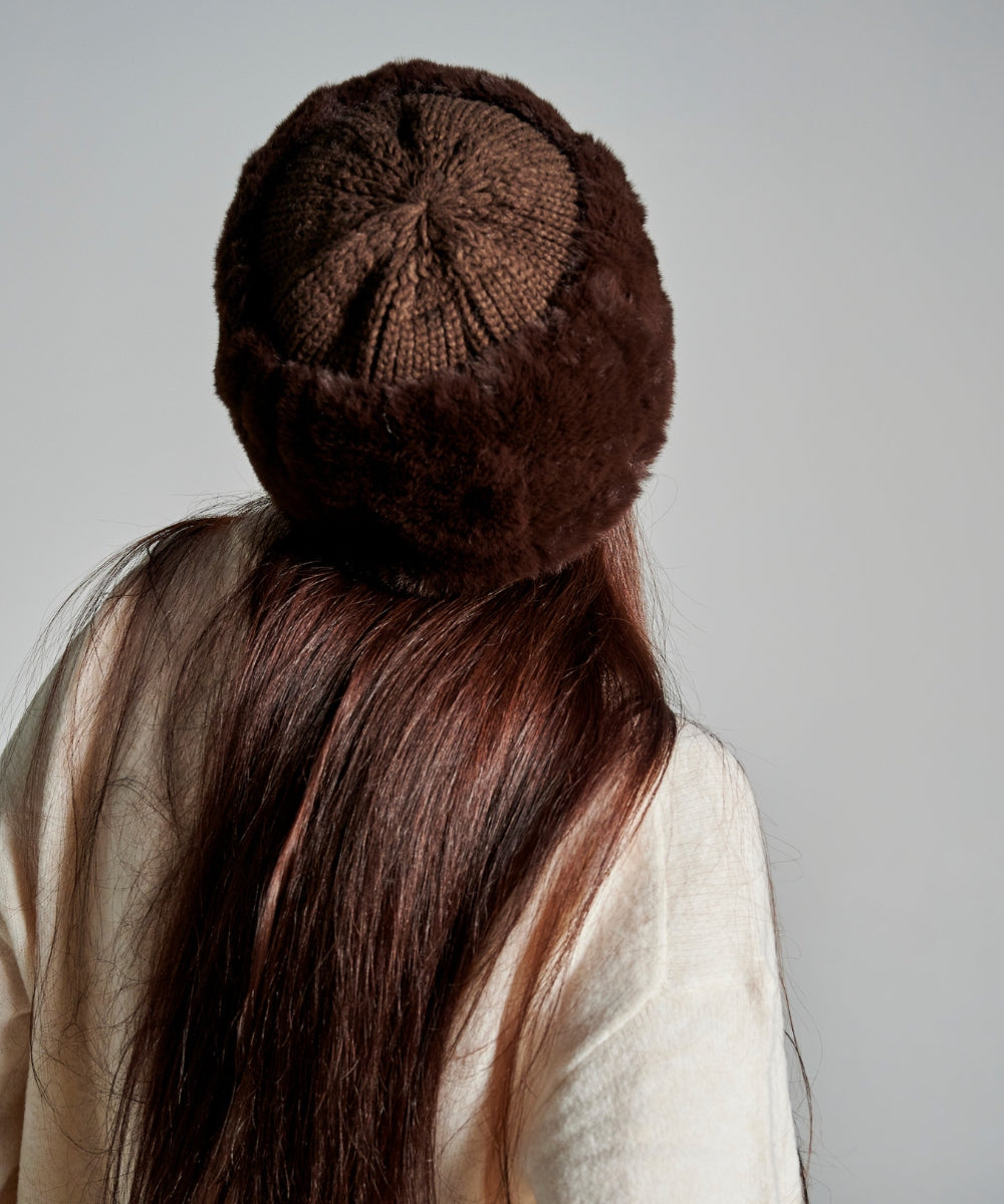 Toque Fourrure Bi-matière Marron thumbnail 2
